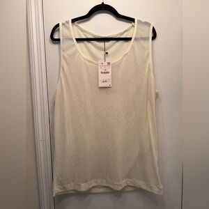 Men's mesh/sheer Cream Sleeveless Top